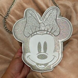 Silver crystal chain Minnie Mouse purse.